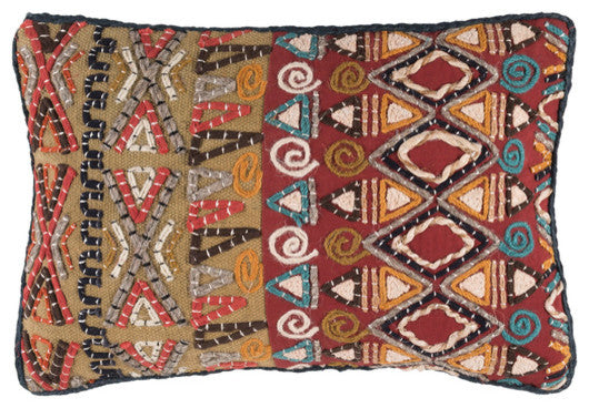 Surya Rokel Throw Pillows, Rust ,  Olive ,  Taupe, 13" x 19", Pillow Cover Only
