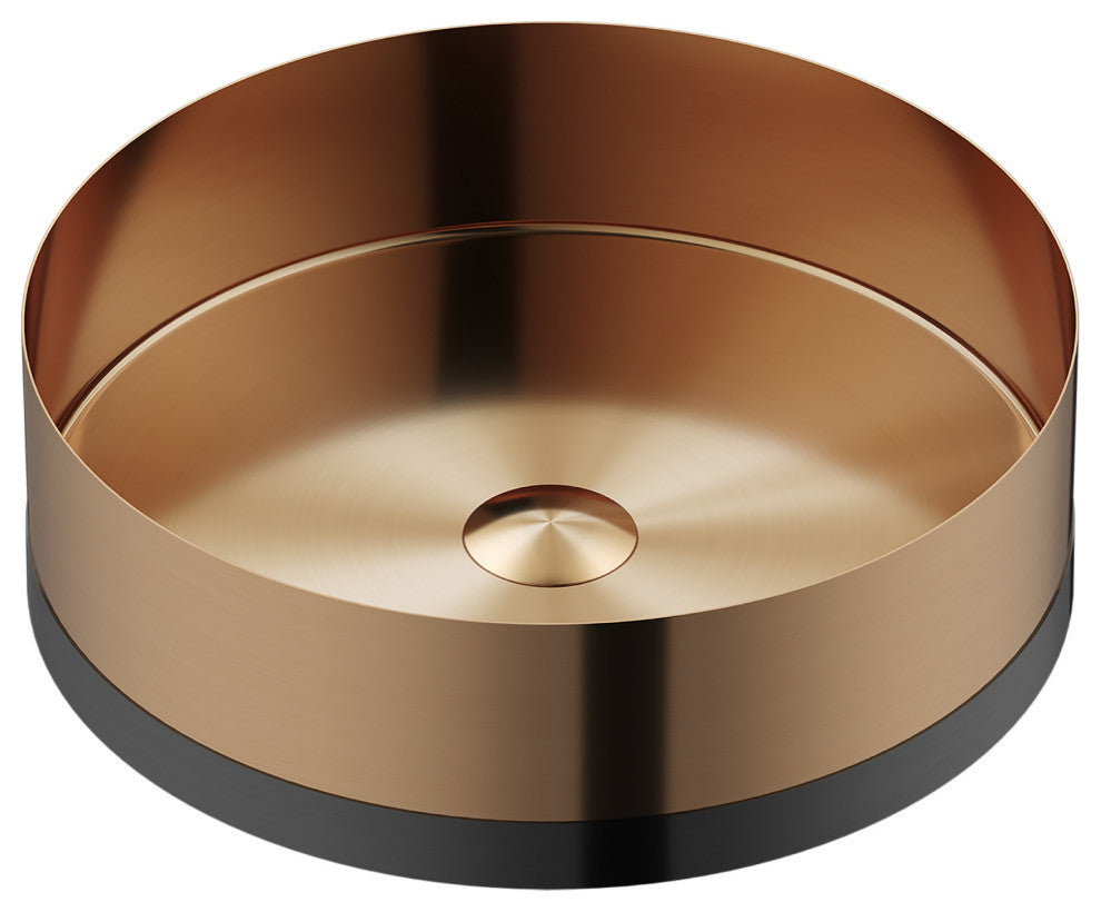 Karran Cinox Stainless Steel Round Vessel Sink, Brushed Copper and Gunmetal Grey