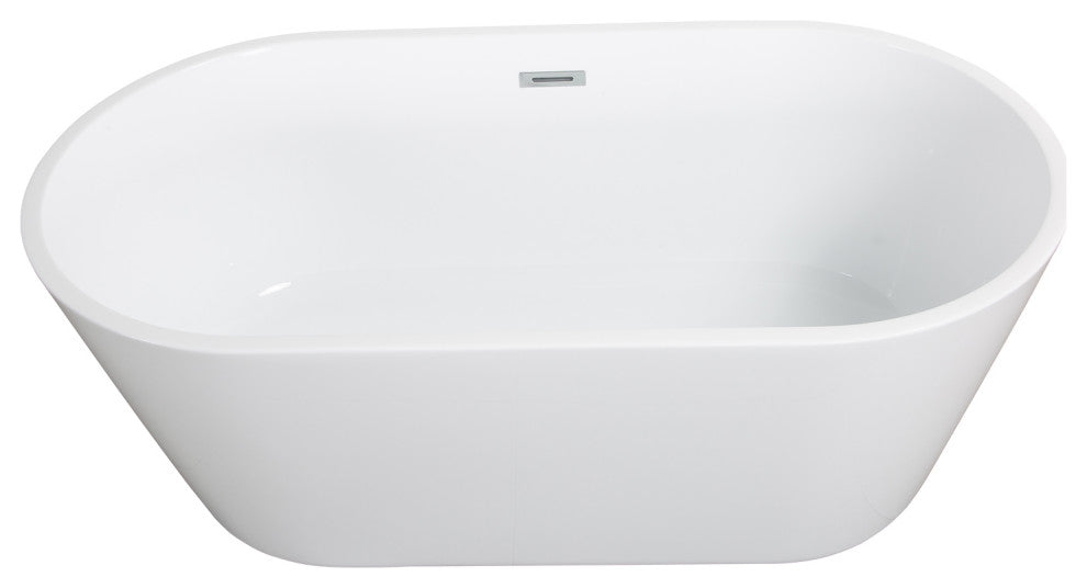 Acrylic Freestanding Soaking Bathtub, White, 63"
