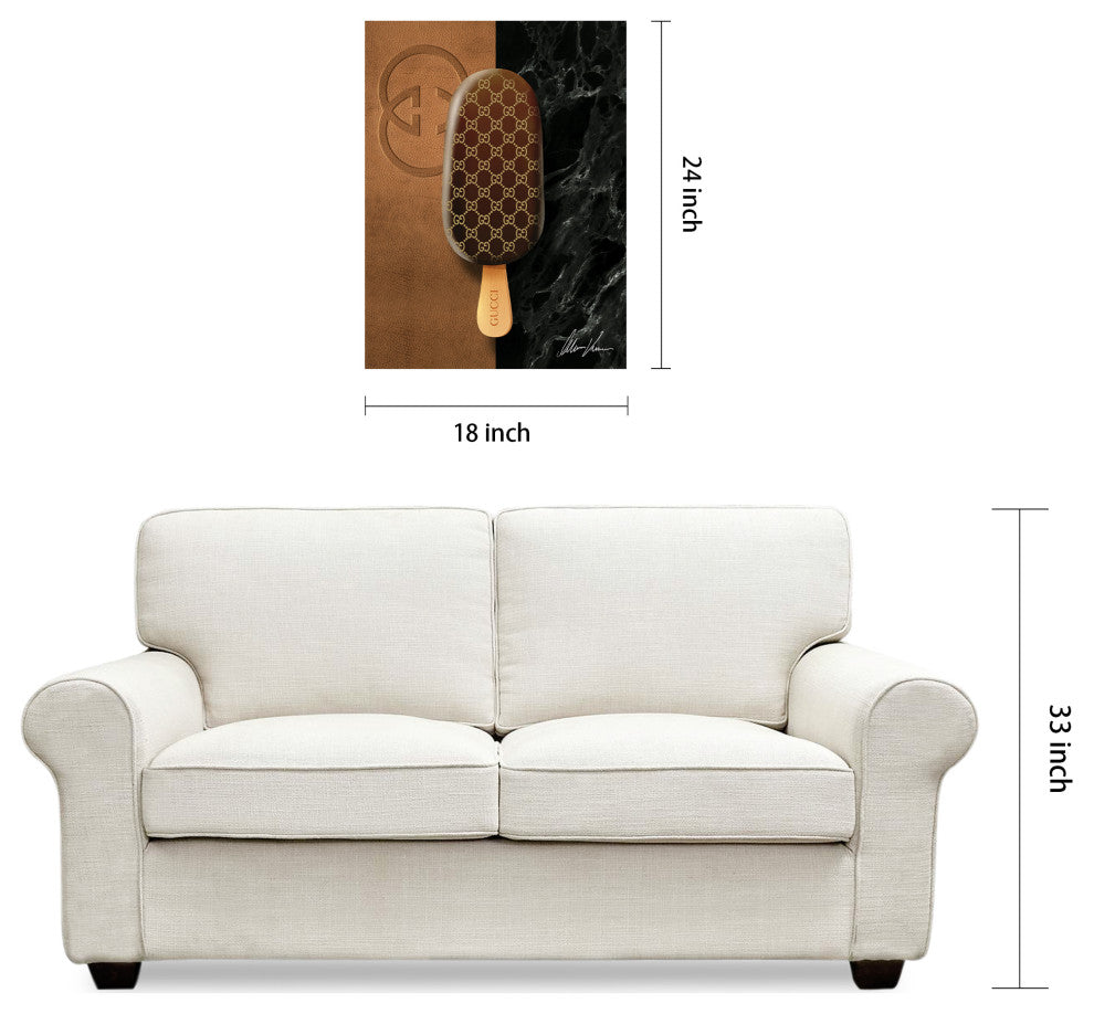 "Designer Dessert" Frameless Floating Tempered Glass Panel Wall Art Set of 2