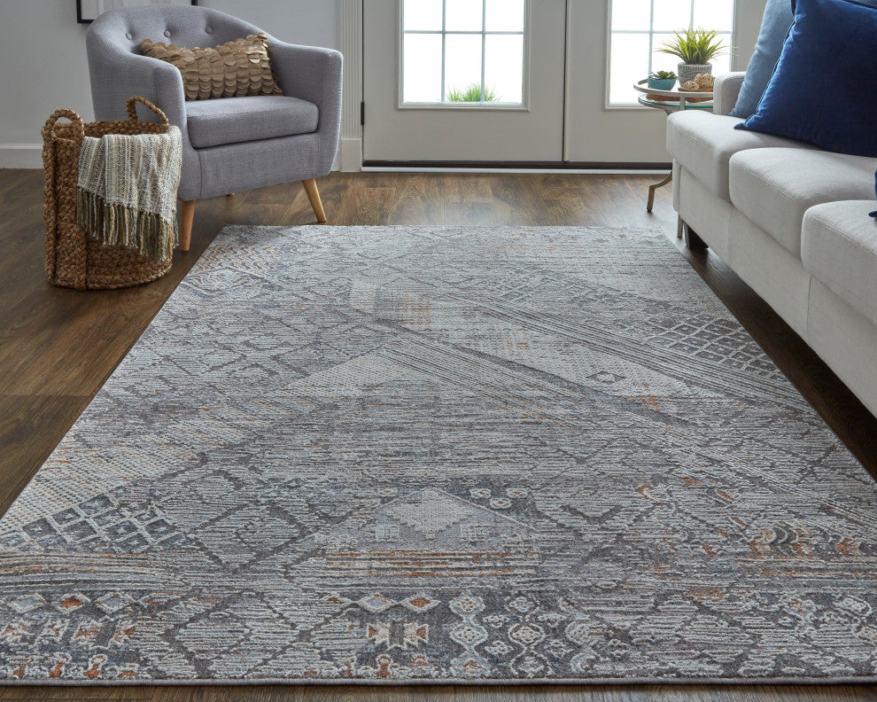 Weave & Wander Edwardo Tribal Rug, Ivory/Gray, 12' x 15' Rug