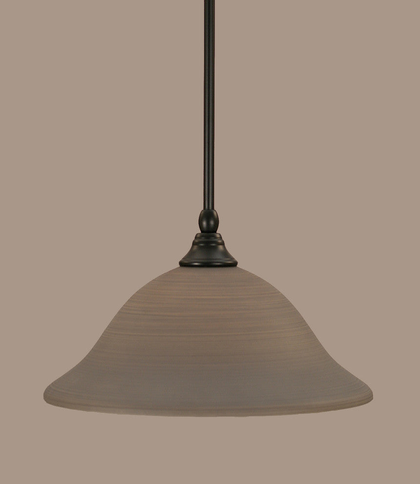 Stem Mini Pendant In Matte Black, 12" Gray Linen Glass
