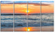 "Beautiful Sunrise Over The Horizon." Modern Beach Wall Art, 4 Panels, 48"x28"