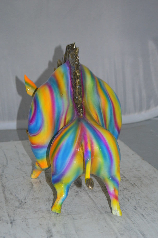 Fat Modern Boar Bronze Statue -  Size: 22"L x 9"W x 15"H.