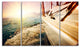 "Huge Yacht Sailing Against Sunset" Sea Pier Wall Art, 4 Panels, 48"x28"