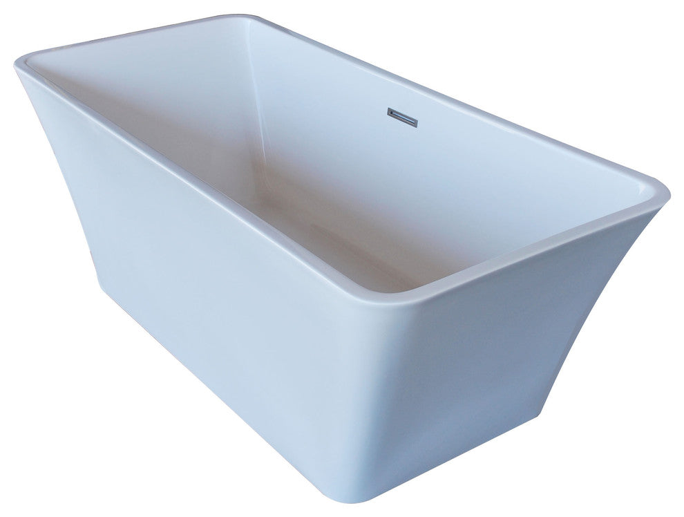 Montpillier 30 x 67 Rect. Acrylic Freestanding Soaker Bathtub with Center Drain