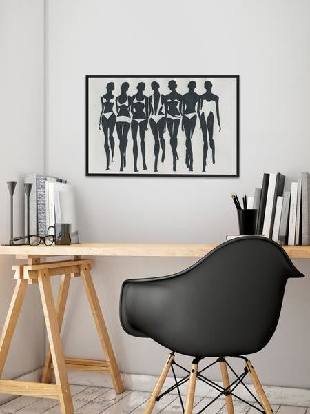 "Bikini Style" Floater Framed Painting Print on Canvas, 60"x40"