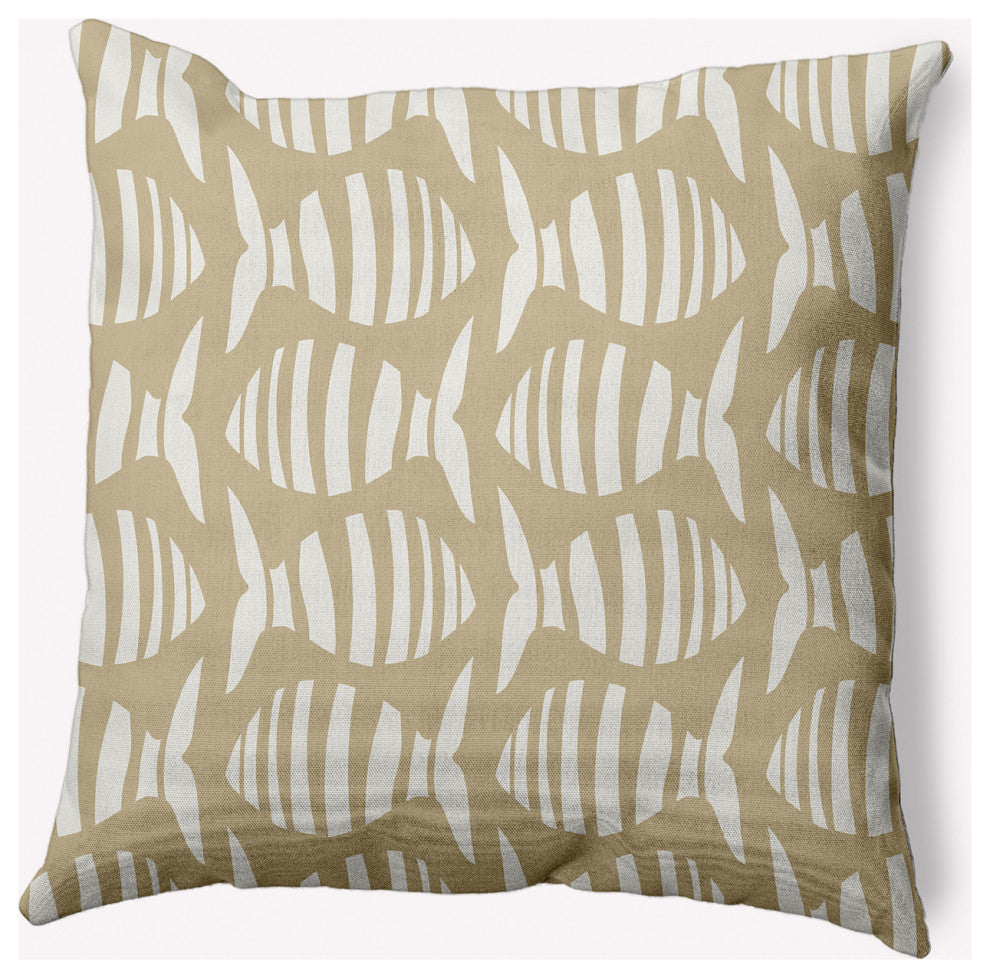 20x20" Swimming School Nautical Decorative Indoor Pillow, Taupe