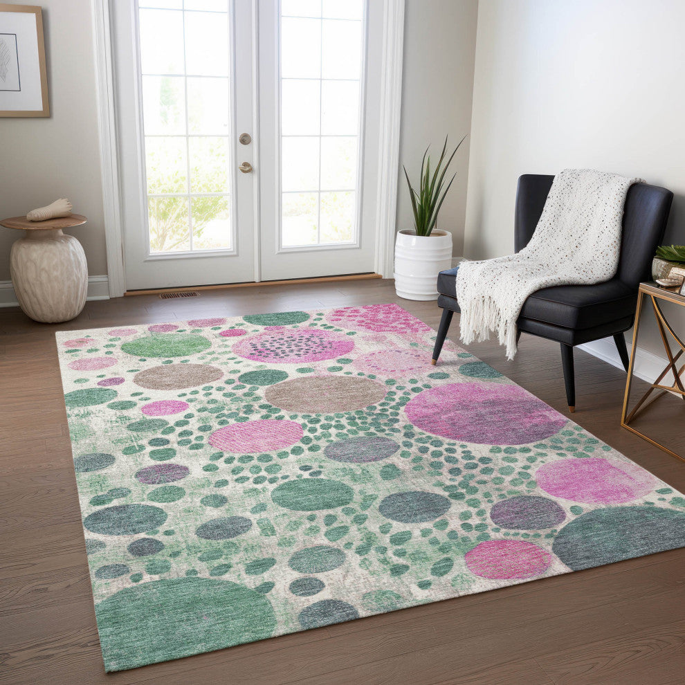 Machine Washable Indoor/Outdoor Chantille ACN1895 Green 9' x 12' Rug