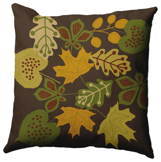 18" x 18" Fall Leaves Decorative Throw Pillow, Green
