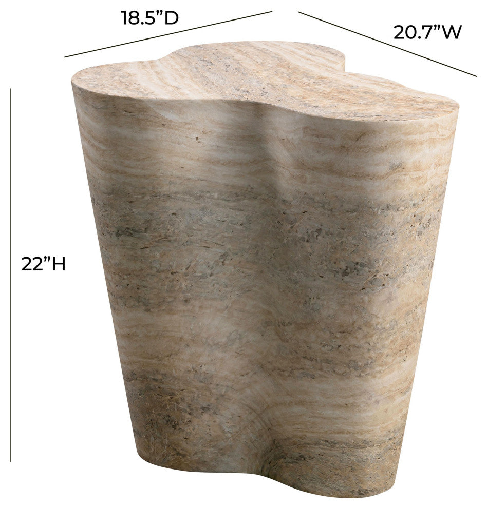 Slab Faux Travertine Tall Side Table