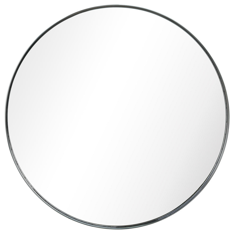 Ultra Stainless Steel Round Wall Mirror- 30"x30", Polished Silver