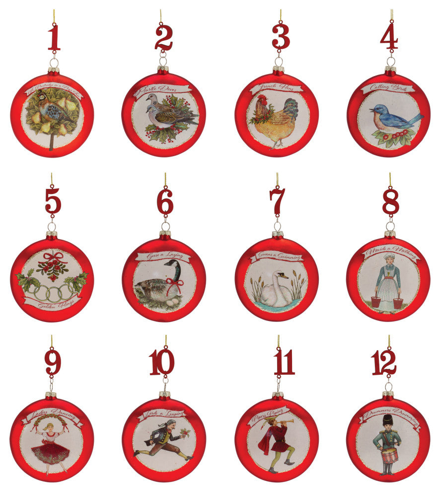 Twelve Days of Christmas Ornament, Set of 12