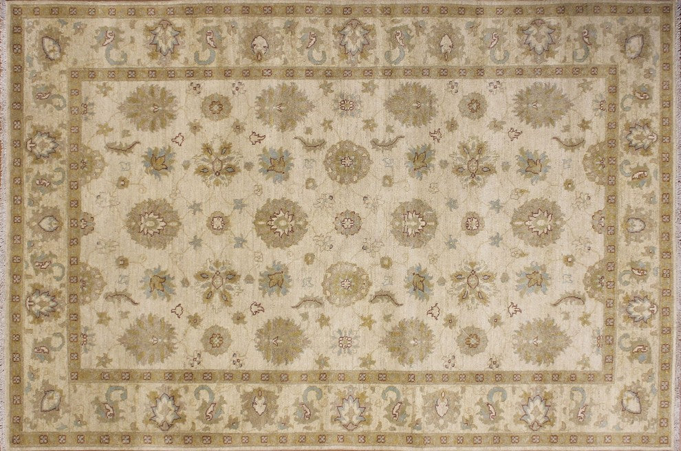 Peshawar Tyler Ivory Hand-Knotted Rug, 6'0x8'1