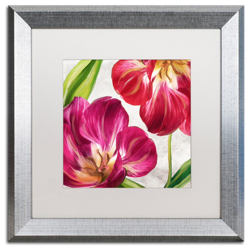 Color Bakery 'Open Arms I' Art, Silver Frame, White Matte, 16"x16"
