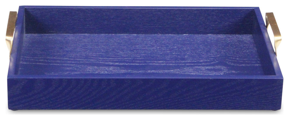 Royal Blue Wooden Tray With Gold Handles