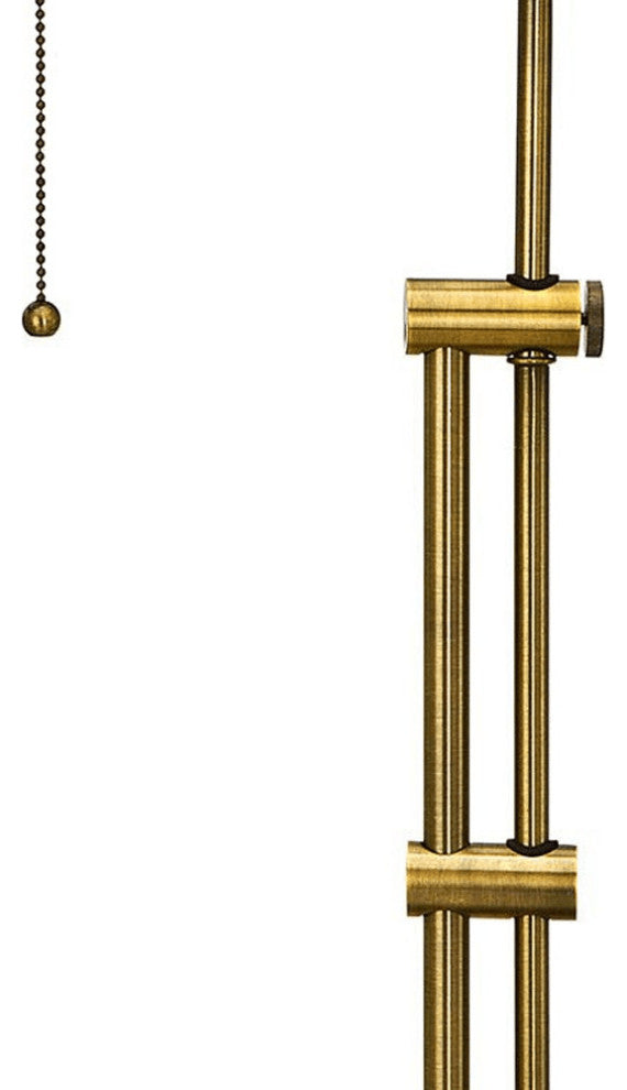 26" Bronze Metal Adjustable Table Lamp With Antiqued Brass Rectangular Shade