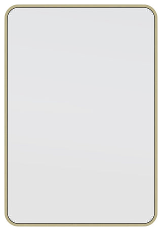 22" W X 32" H Radius Corner Stainless Steel Framed Mirror, Satin Brass
