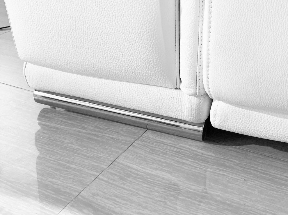 Federico 7-Piece L-Shaped Top Grain Italian Leather Sectional-4 Power Recliners, White