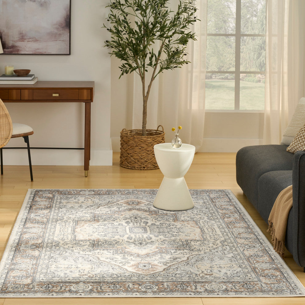Nourison Quarry 5'3" x 7'3" Ivory Grey Taupe Vintage Indoor Rug