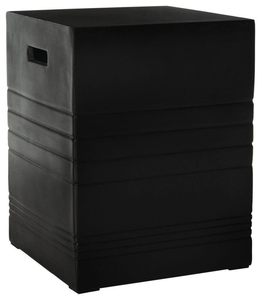 Safavieh Indoor-Outdoor Deidara Concrete Accent Stool, Black