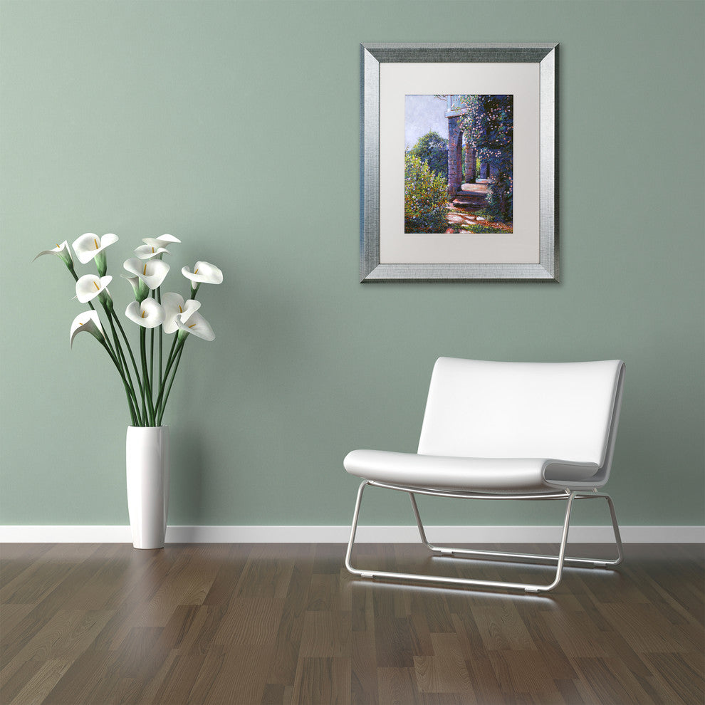David Lloyd Glover 'Climbing Roses' Art, Silver Frame, 11"x14", White Matte