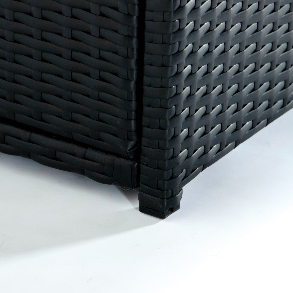 Outdoor Rectangular Fire Pit Table 55,000 BTU Wicker Design, Black