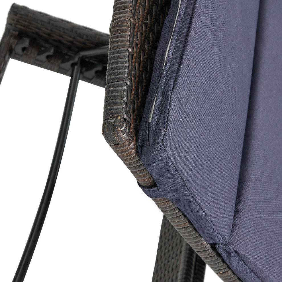 GDF Studio 3-Piece Dumont Outdoor Wicker Chaise Lounge With Cushions