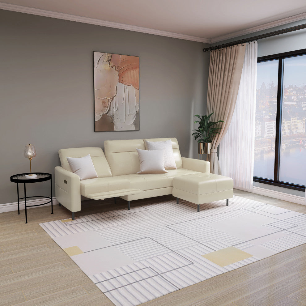 L-Shaped Leather Sectional Sofa Set Cushions Sectional Sofa Footrests
