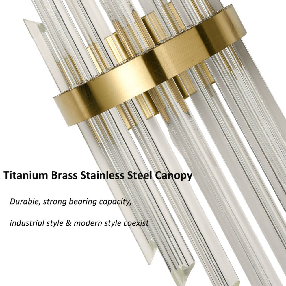 Modern Wall Sconces Glass Rod Vanity Light Bedside Lighting Set of 2, Brass