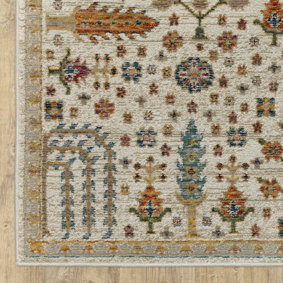 Adeline Ancient Traditions Ivory/Gold Area Rug 7'10" x 10'10"