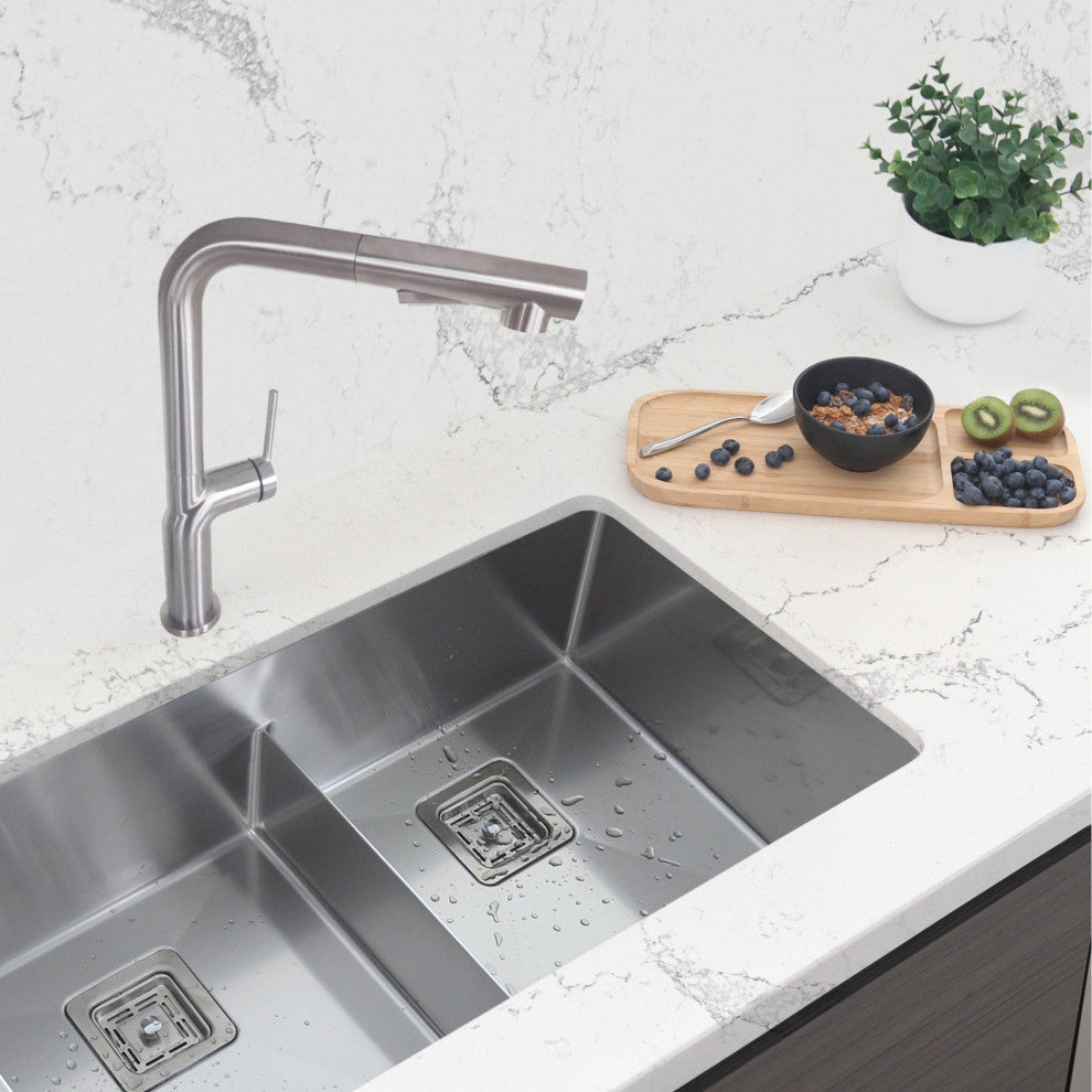 STYLISH Kitchen Sink Faucet Single Handle Pull Down Dual Mode Stainless Steel