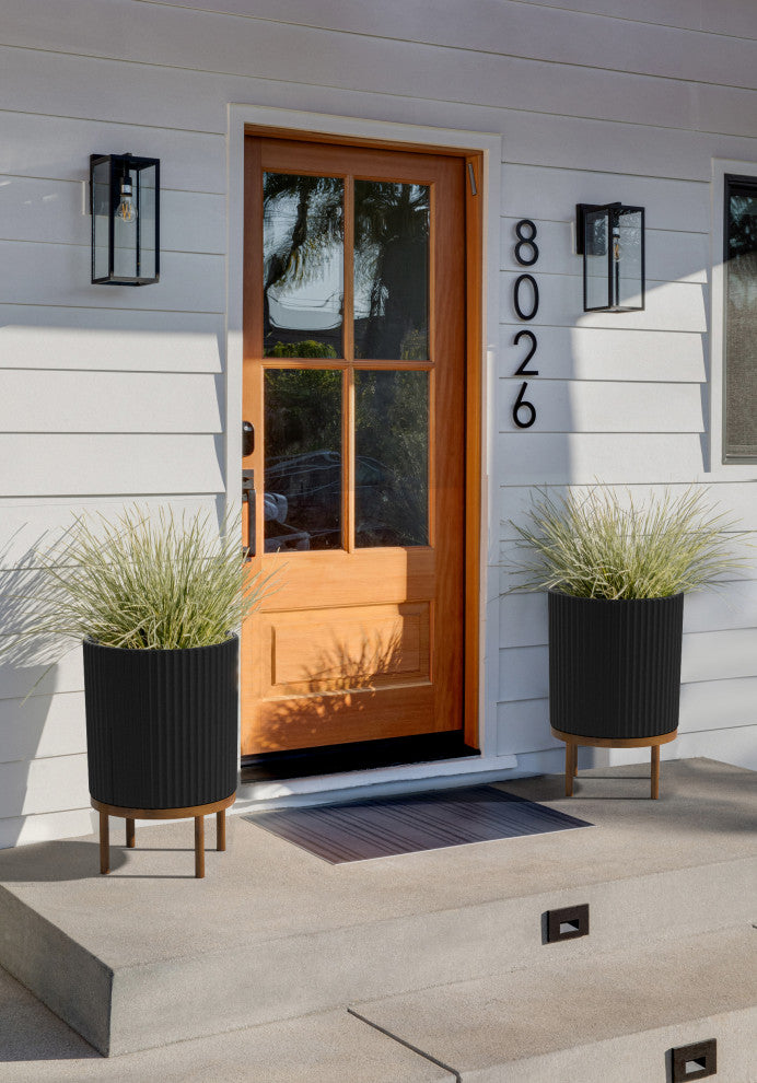 Veradek Demi Series Raised Planter With Stand, Black/Brown, 16", Set of 2