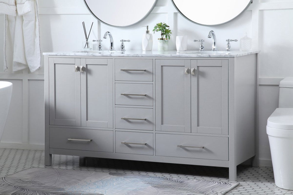 Elegant VF18960DGR 60"Double Bathroom Vanity, Gray