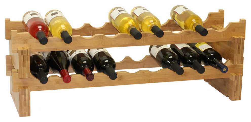 Oceanstar 18-Bottle Stackable Bamboo Wine Rack