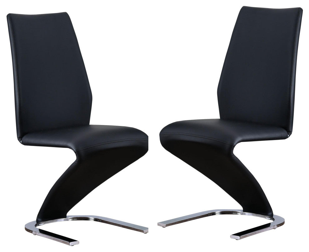 Furniture of America Verdell Faux Leather Dining Chair in Black (Set of 2)