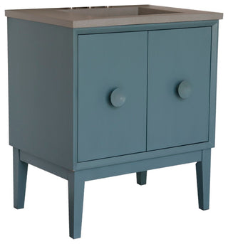 31" Single Vanity, Aqua Blue Finish With Gray Concrete Top