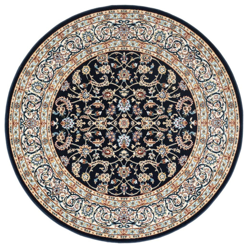 Traditional Kelayeh Round 5' Round Waves Area Rug