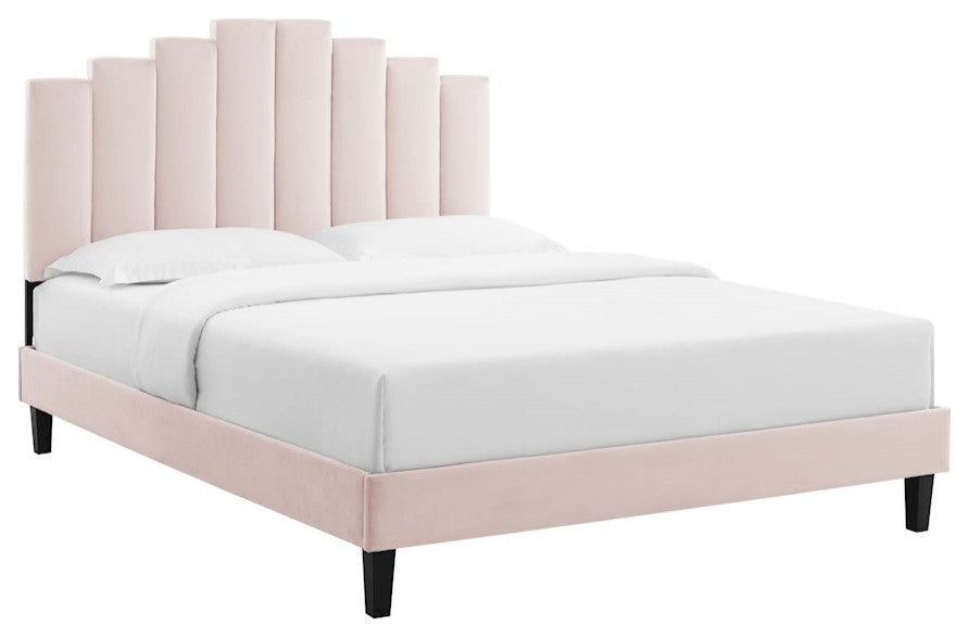 Elise Twin Performance Velvet Platform Bed MOD-6876-PNK