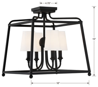 Libby Langdon for Crystorama Sylvan 4 Light Black Forged Ceiling Mount