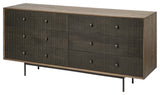 Medium Brown Solid Mango Wood Finish Sideboard With 6 Easy Sliding Drawers