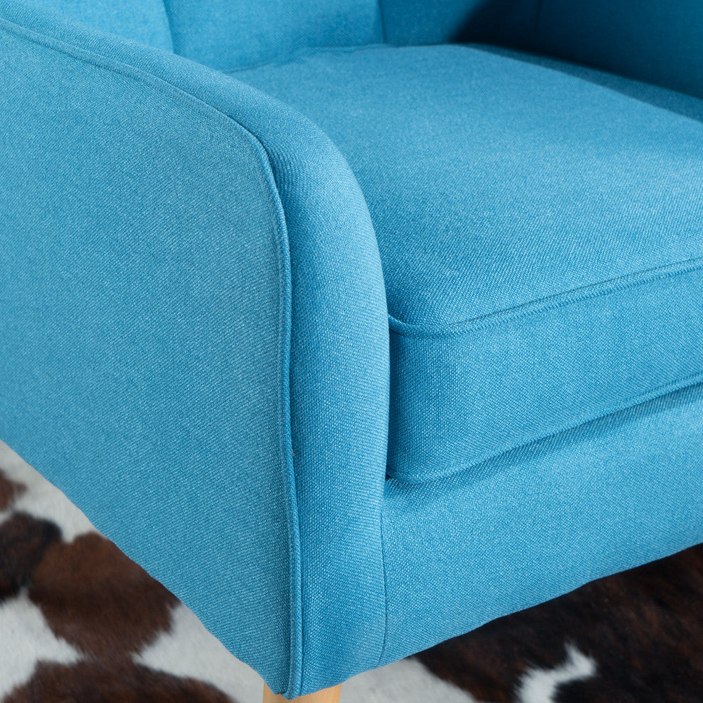 GDF Studio Fontinella Mid-Century Modern Fabric Tufted Arm Chair, Teal, Set of 2