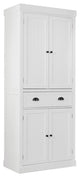 Elegant Pantry Cabinet, Large Doors With Inner Adjustable Shelves, White Finish