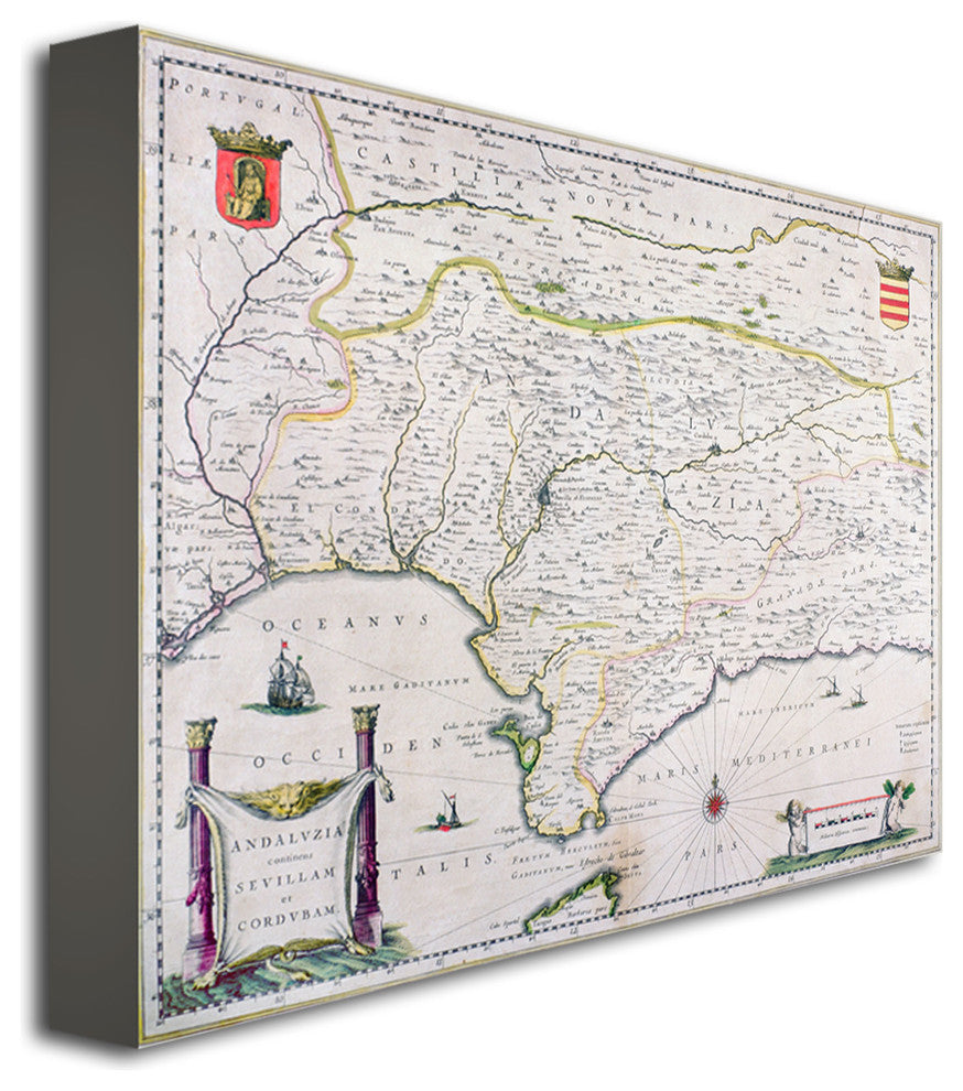 'Map of Andalusia Spain' Canvas Art