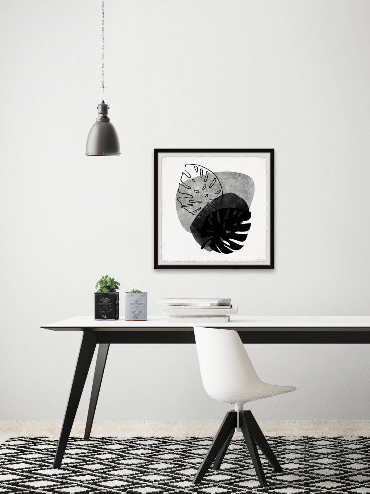 "Monstera Shadow" Framed Painting Print, 32x32
