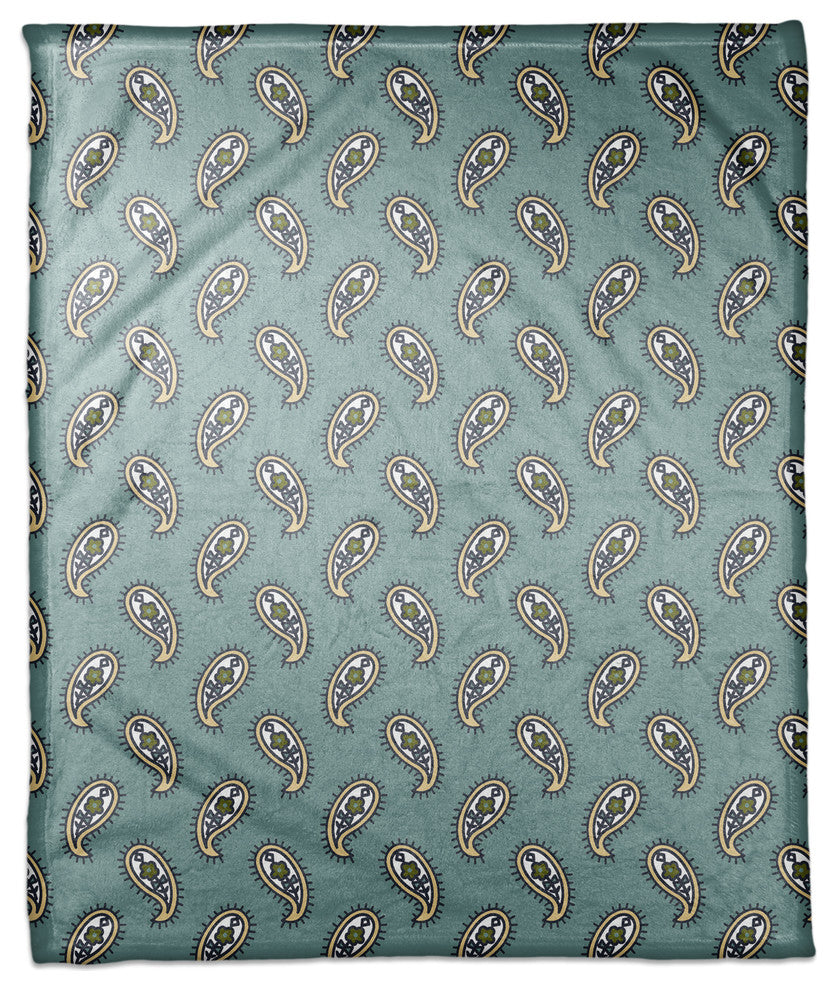 Paisley Pattern in Blue Fleece Blanket