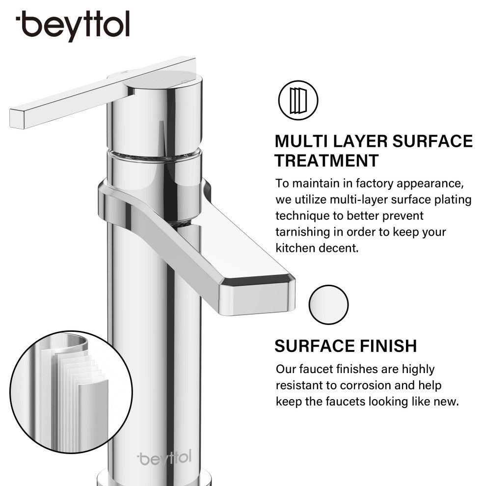 Single Handle Brass Bath Faucet, Supply line, Polish Chrome