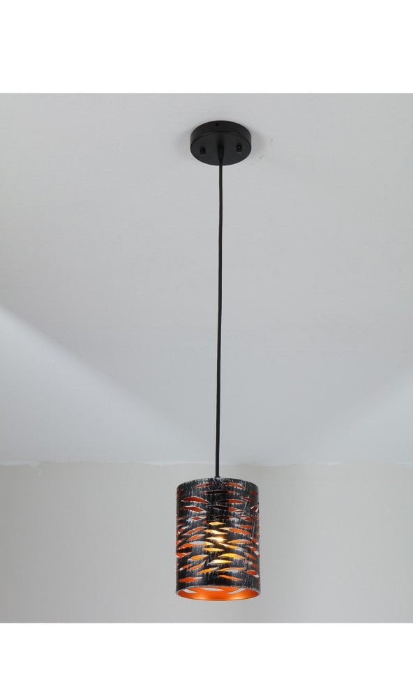 Mini Pierced hanging light black cage hollow-carved pendant light