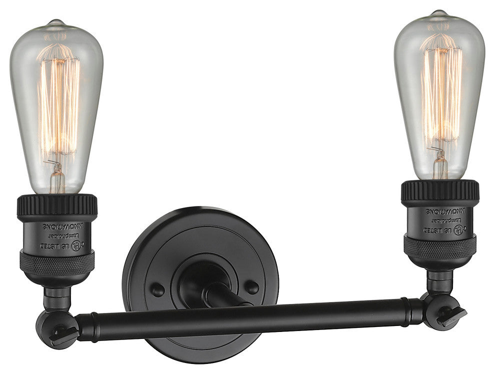 Bare Bulb 2-Light Bath Fixture, Matte Black
