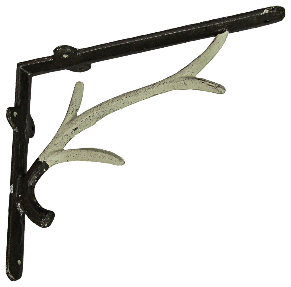 Set / 2 Cast Iron White Deer Antler Decorative Shelf Brackets Wall Decor Corbel